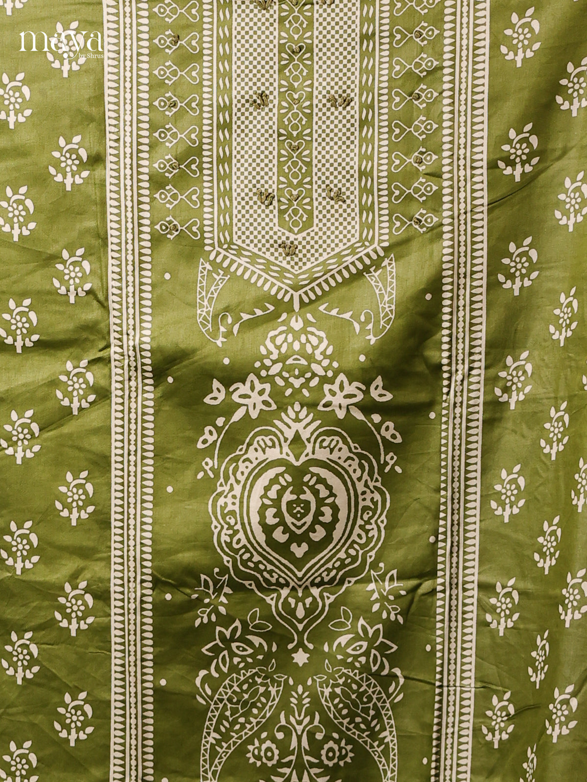 Green & Cream - Cotton salwar Unstitched