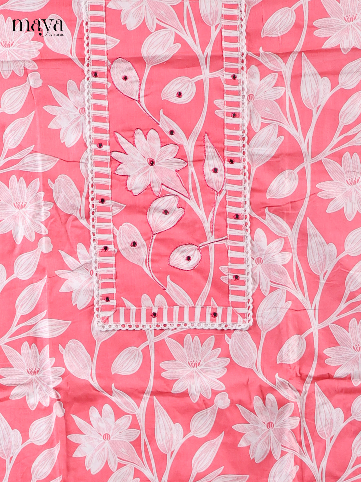 Pink & White - Cotton salwar Unstitched