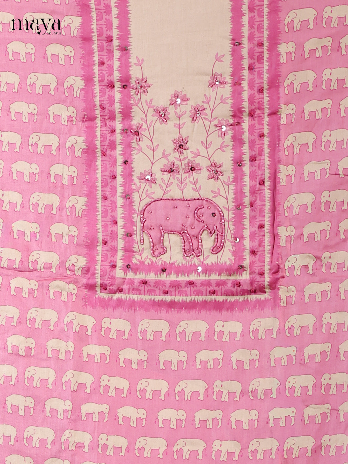 Pink & Cream - Cotton salwar Unstitched