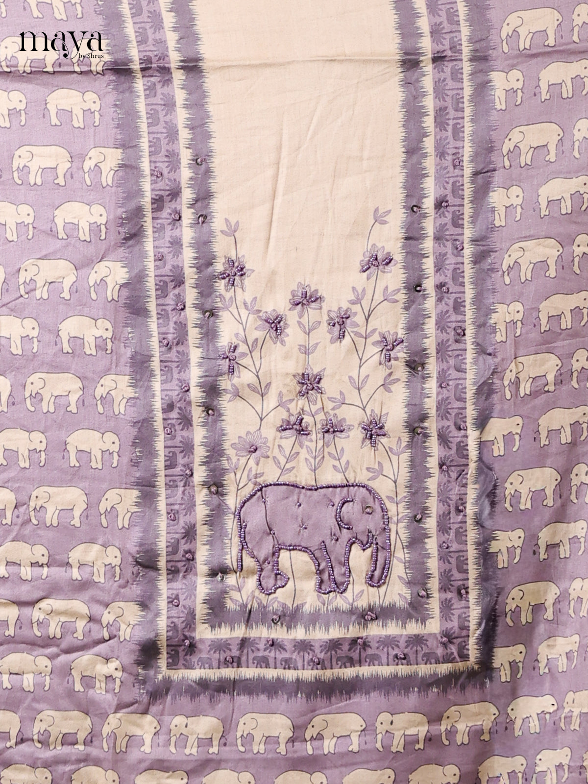 Lilac & Cream - Cotton salwar Unstitched