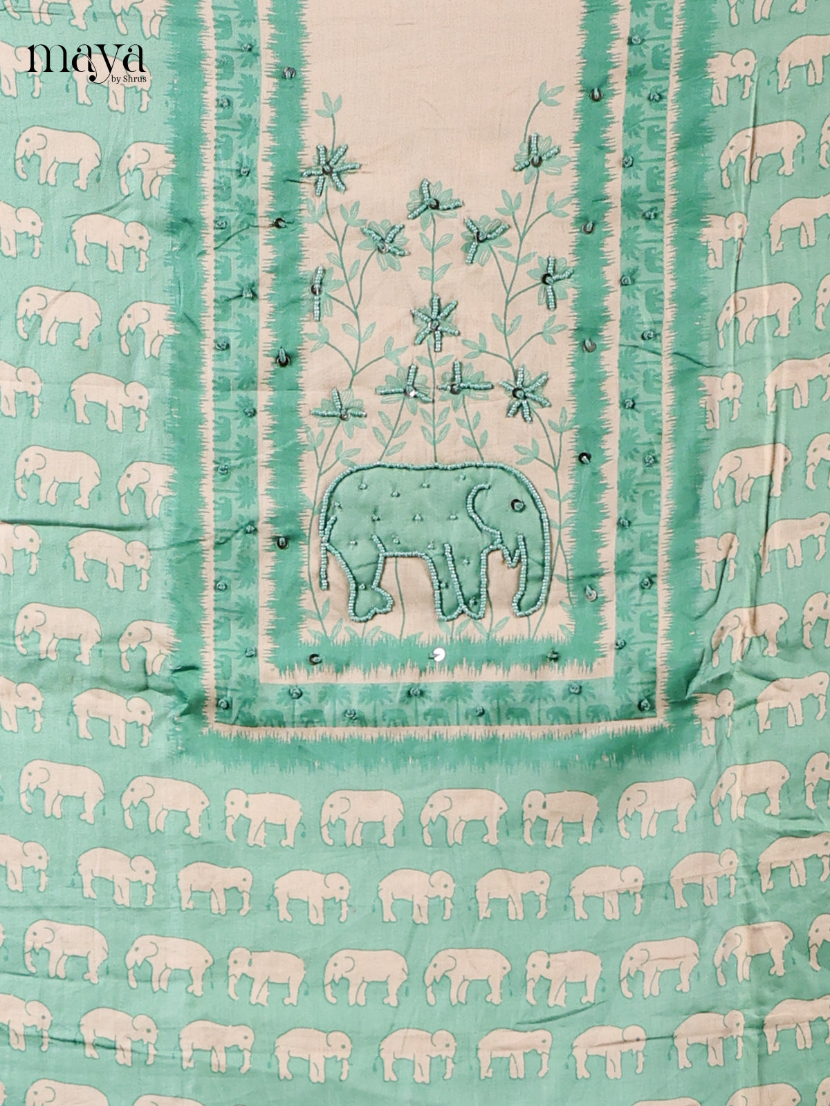 Teal & Cream - Cotton salwar Unstitched