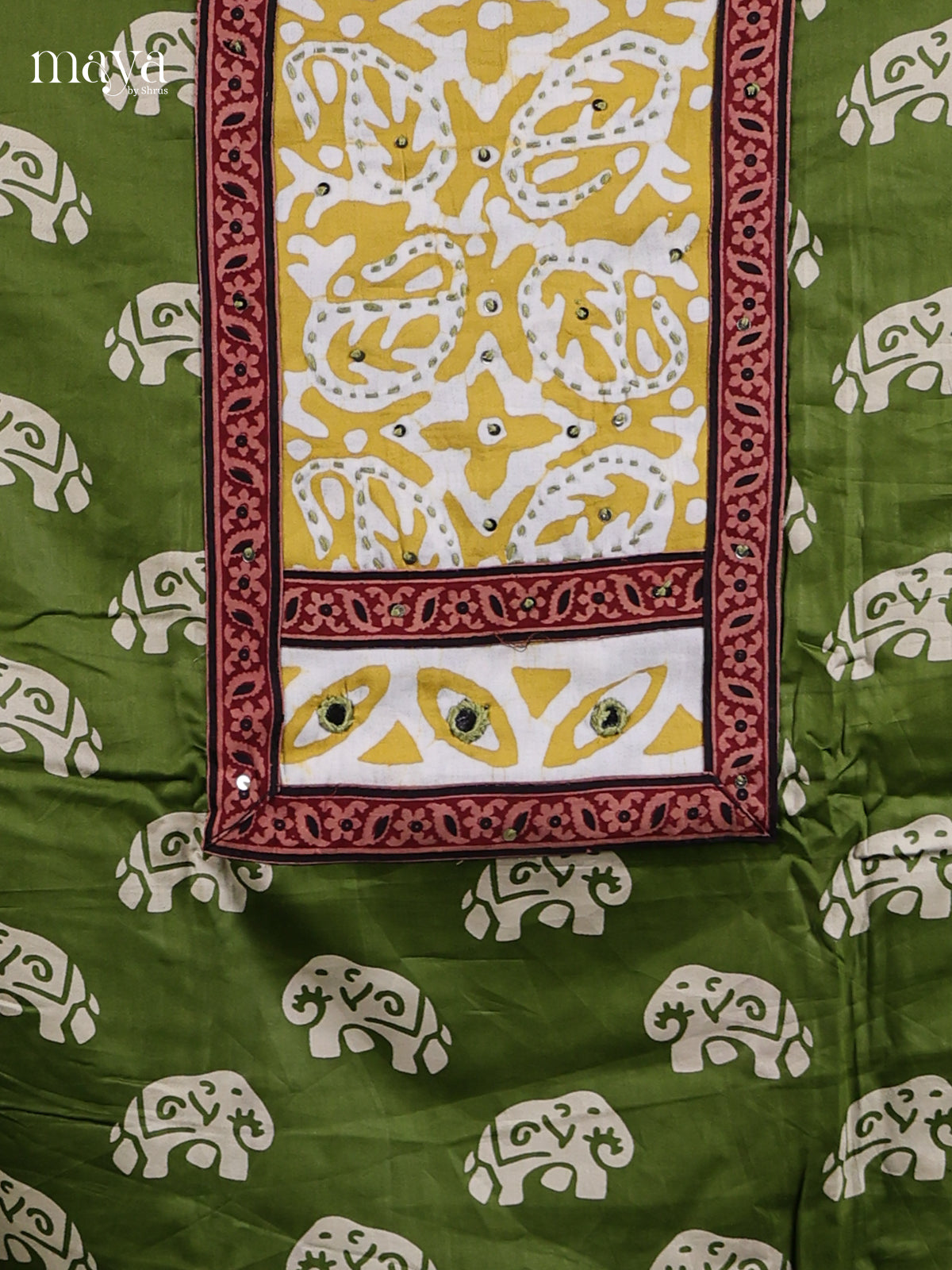 Green & Yellow - Cotton salwar Unstitched