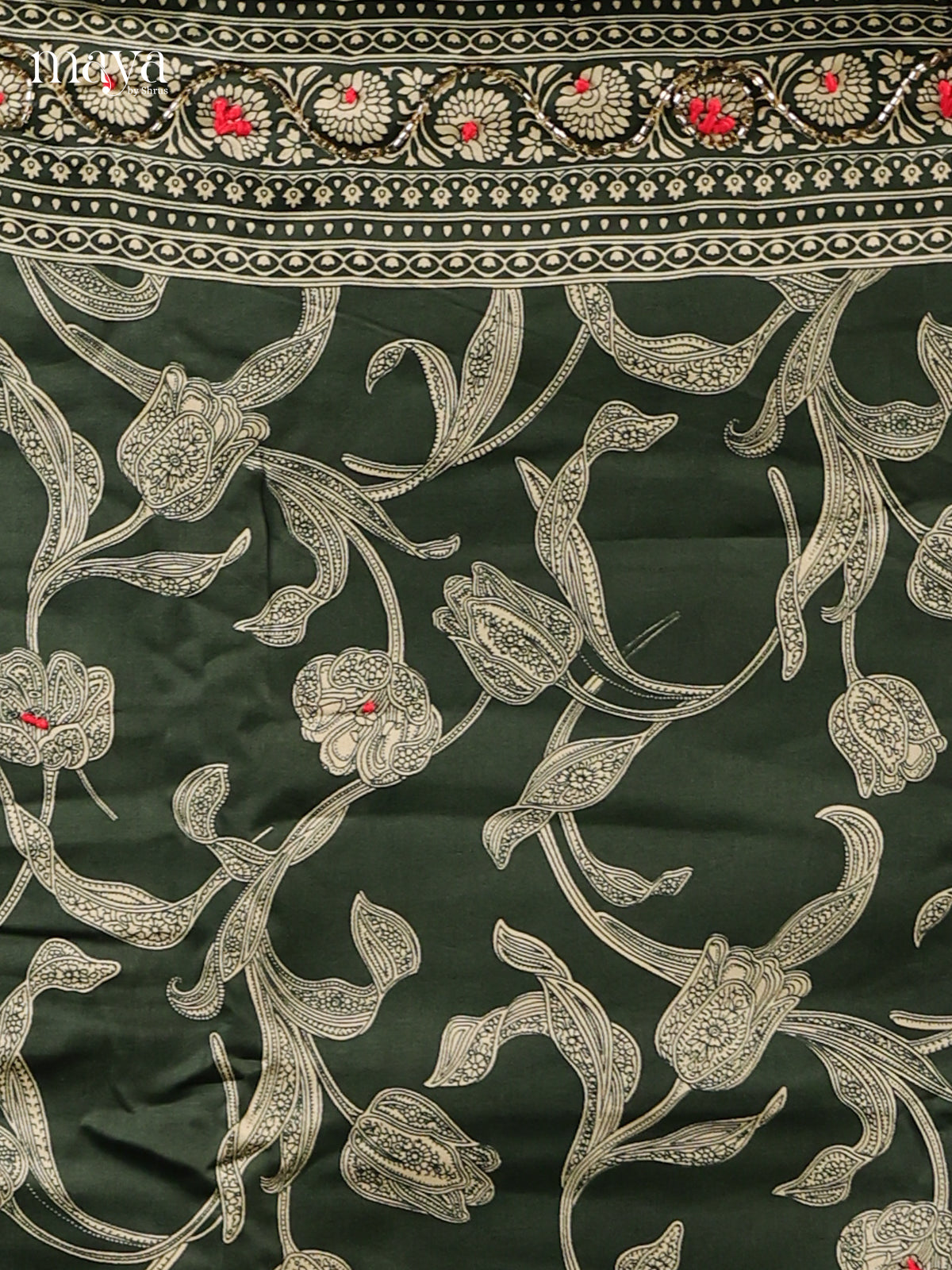 Green & Cream - Cotton salwar Unstitched