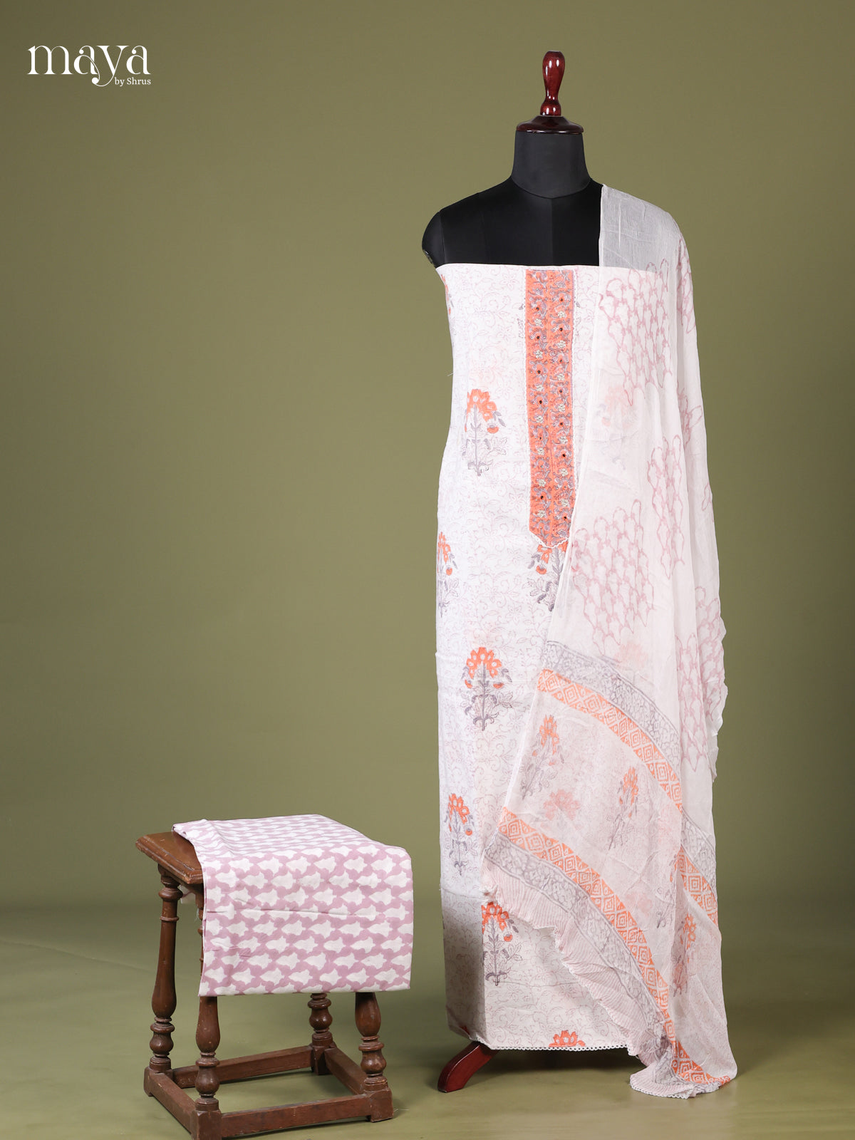 White - Cotton salwar Unstitched