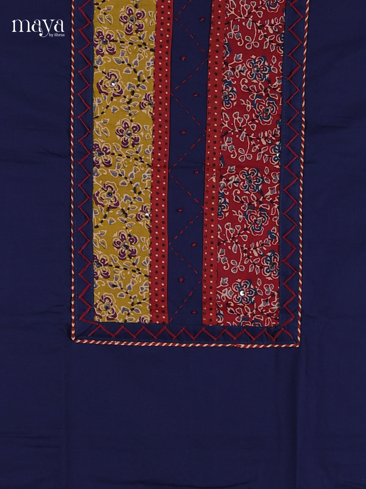 Blue & Red - Cotton salwar Unstitched