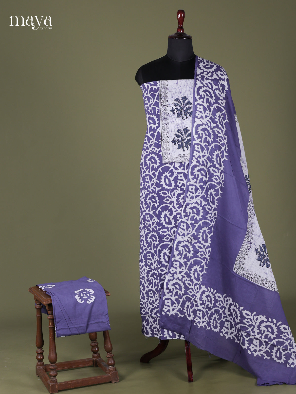 Blue & White - Cotton salwar Unstitched