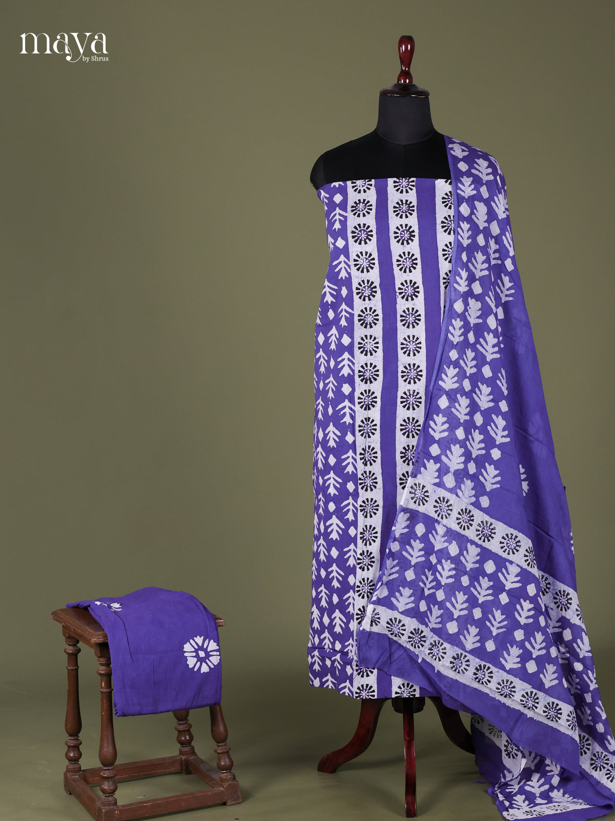 Blue - Cotton salwar Unstitch