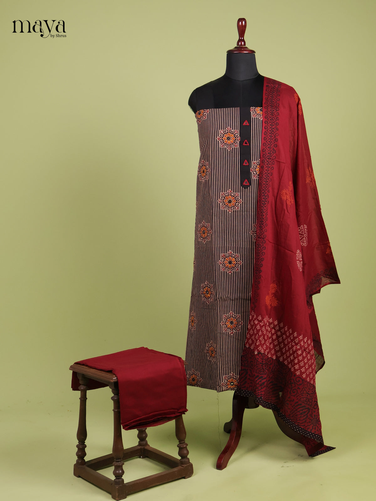 Black & Maroon - Ajrakh Salwar