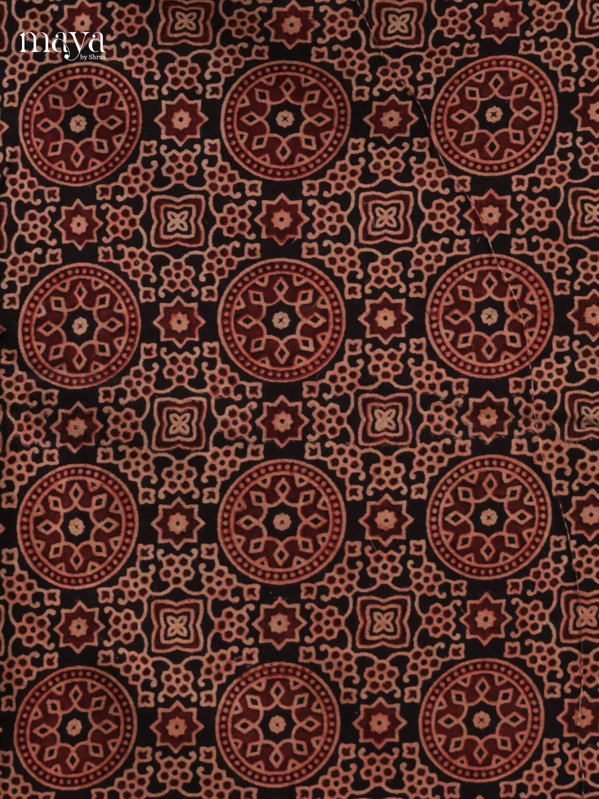Chic Black & Maroon Unstitched Ajrakh Salwar with floral print