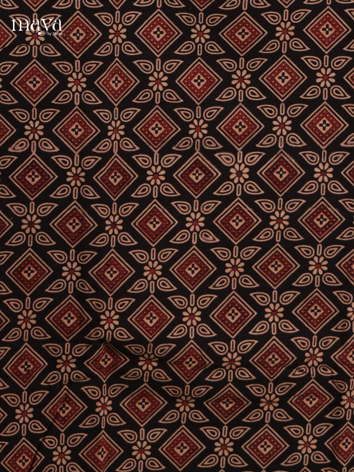 Beautiful Black & Maroon Unstitched Ajrakh Salwar with floral block print