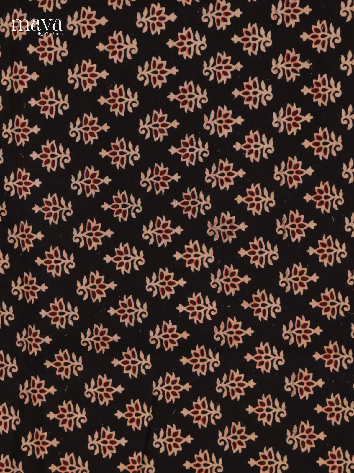 Elegant Black & Maroon Unstitched Ajrakh Salwar with floral block print