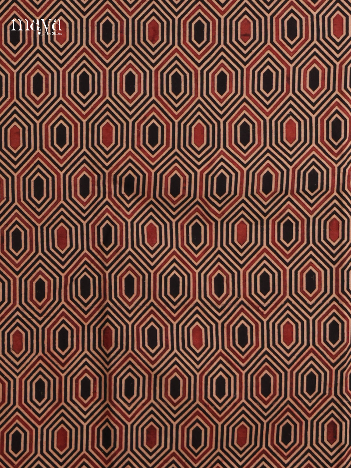 Pretty Maroon & Black Unstitched Ajrakh Salwar with geometric pattern