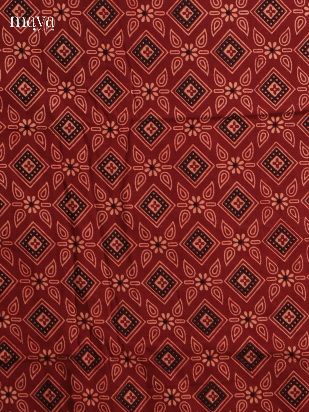 Classy maroon & Black Unstitched Ajrakh Salwar with floral block print