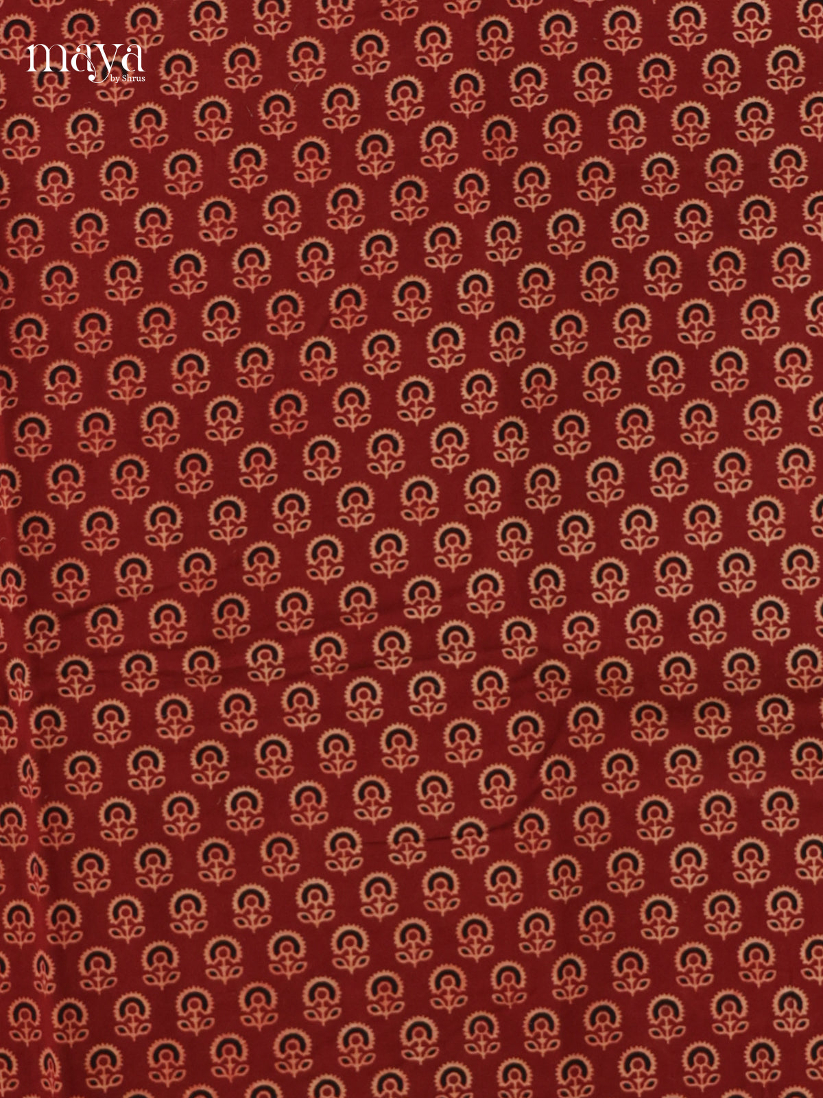 Bright Red & Black unstitched Ajrakh Salwar with floral block prints & dupatta