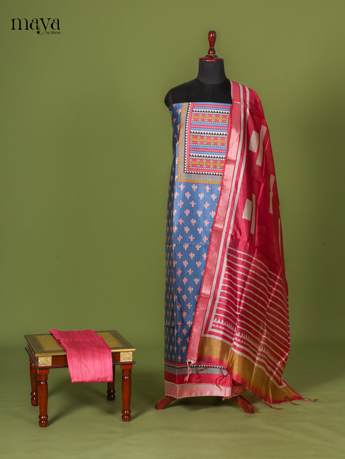 Blue Semi Tussar Salwar - MEJ04022