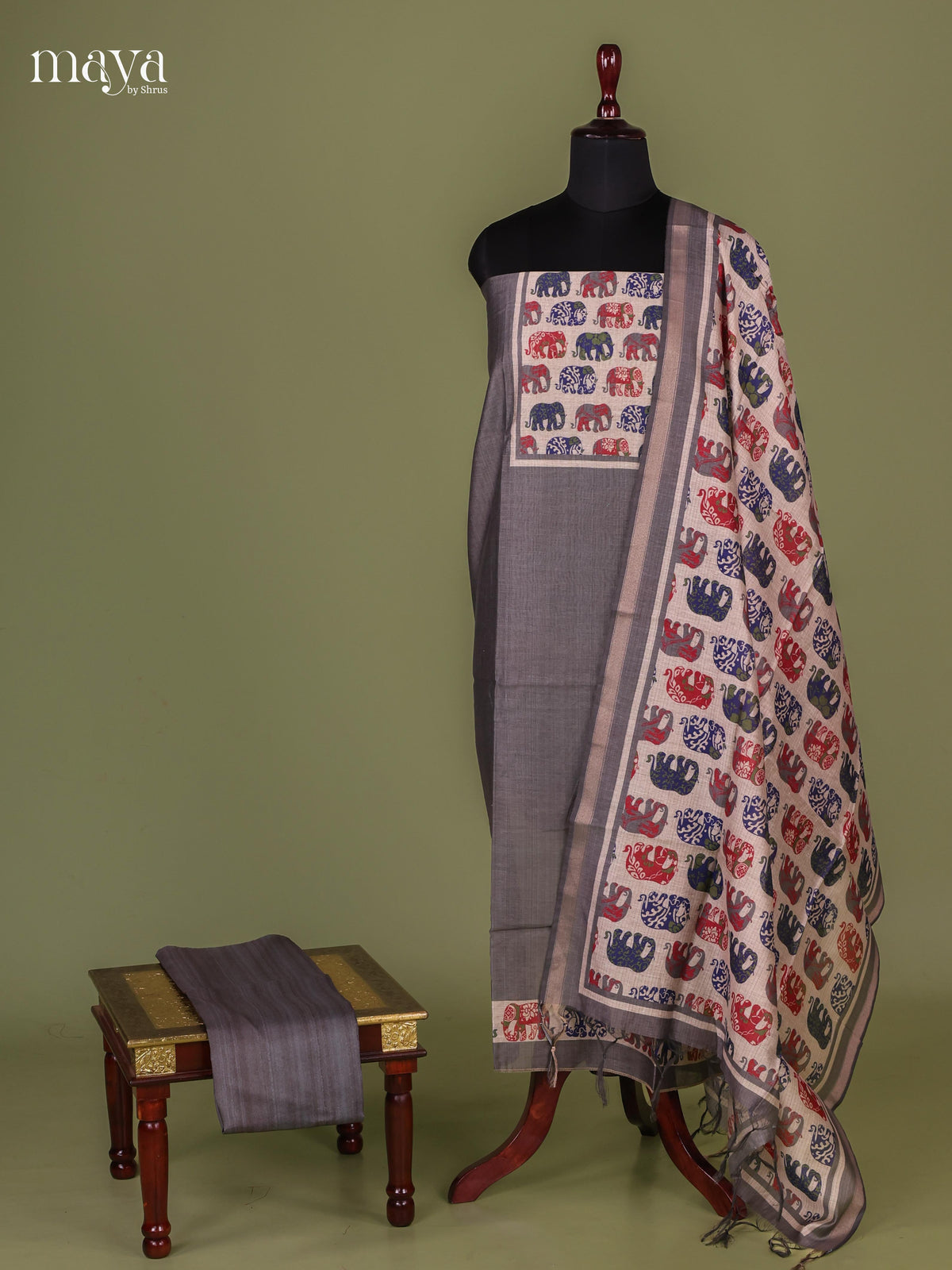 Grey Semi Tussar Salwar - MEJ04033