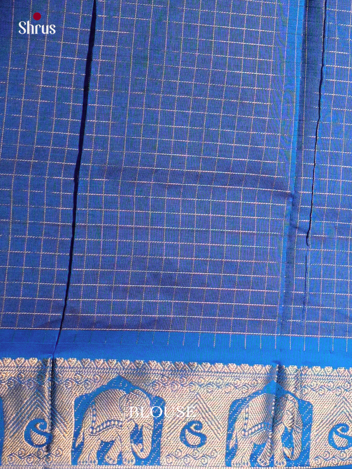 Buy Classic Maroon Cotton Silk Saree With Intricate Checks & Buttas, Royal Blue Zari Woven Border & Pallu