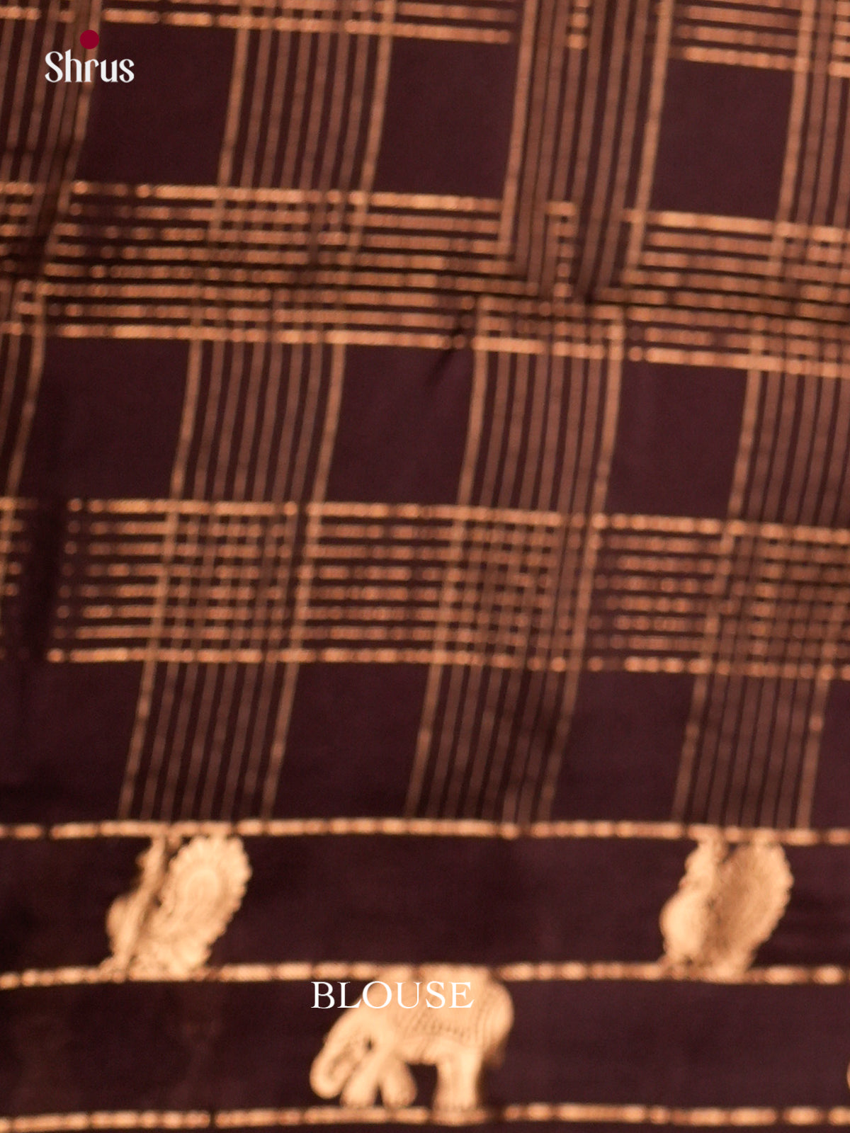 Buy Chic Mustard Green Silk Saree with Gold Checks, Brown Border With Zari Motifs & Brocade Pallu