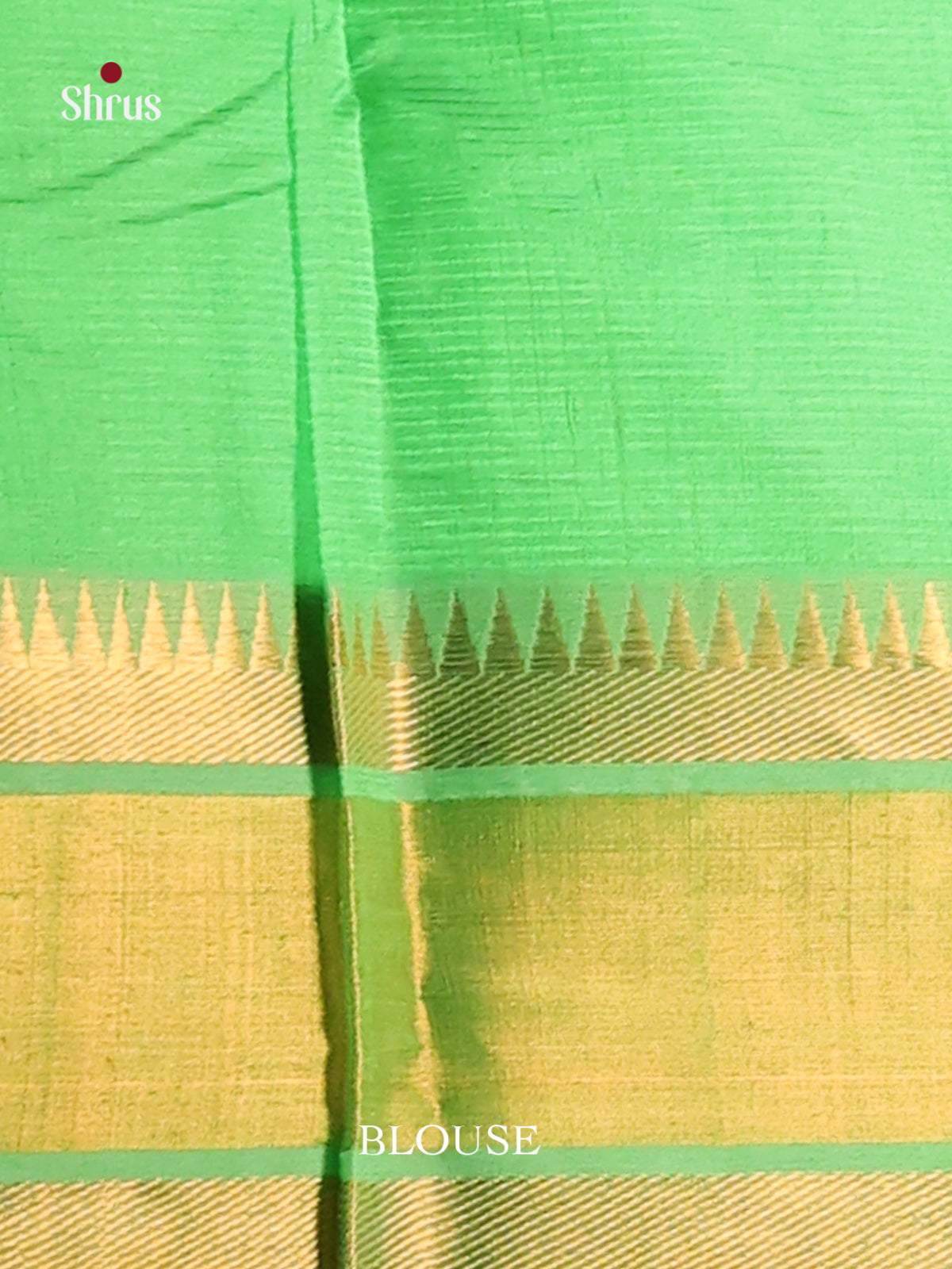 Opulent Pista Green Mangalagiri Silk Cotton Saree with Plain Body & Gold Temple Zari Border 1