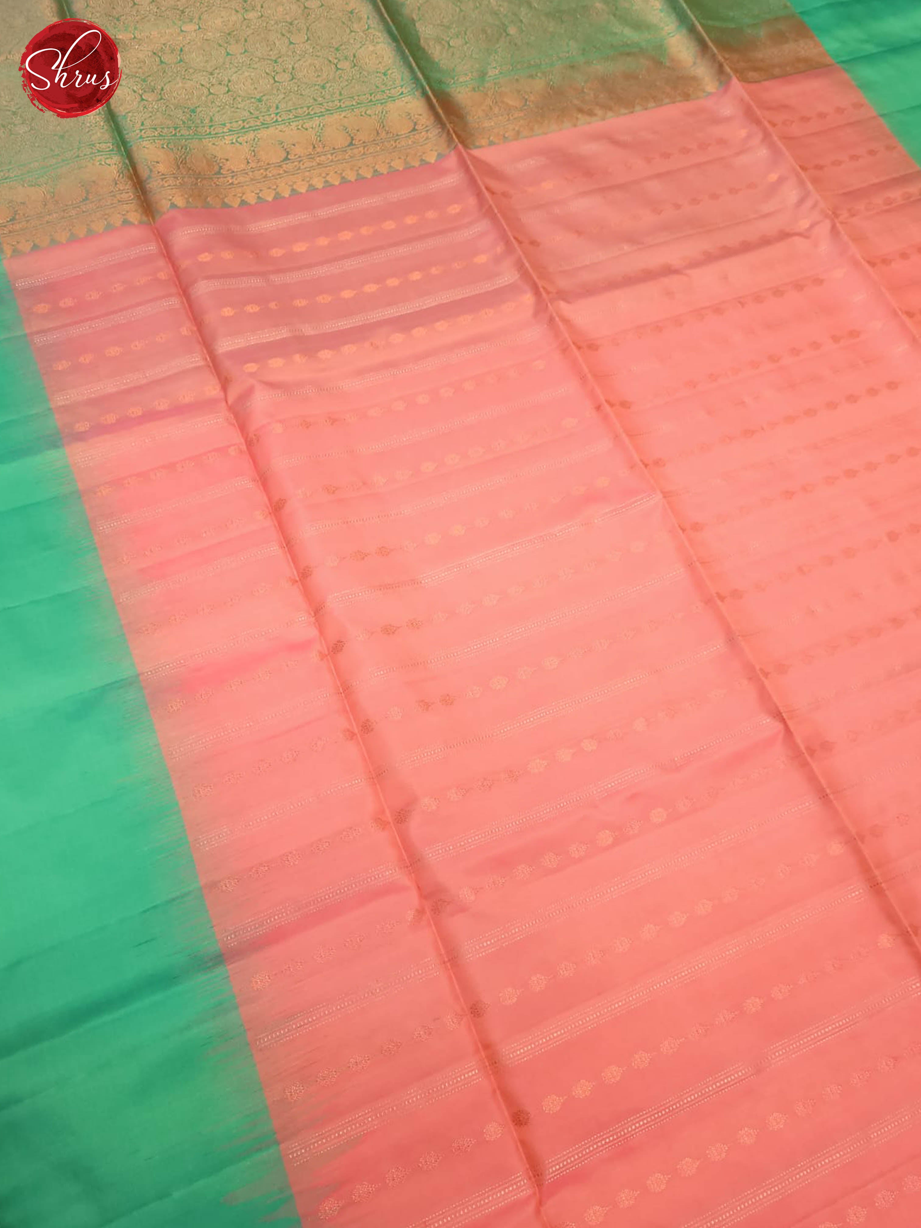Classic Pastel Peach Pure Soft Silk Saree With Micro Stripes, Mint Green Solid Border & Brocade Pallu