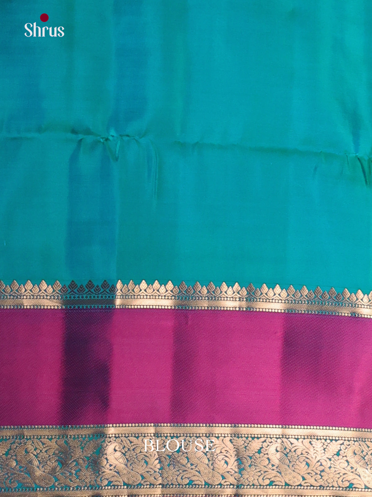 Splendid Peacock Blue Silk Sarees With Golden Buttas & Magenta Rettaipet Zari Border