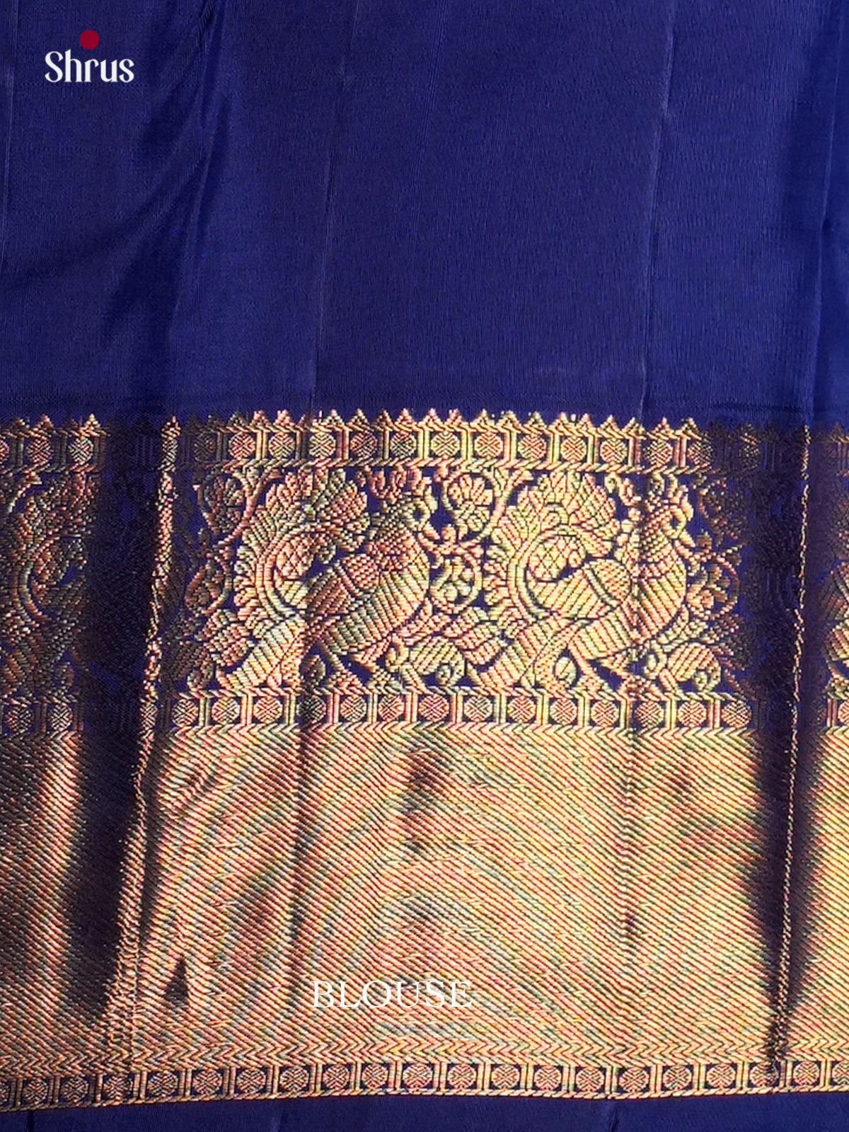 Buy Luminous Pink Kanchipuram Sarees With Golden Buttas, Royal blue Zari Border & Brocade Pallu