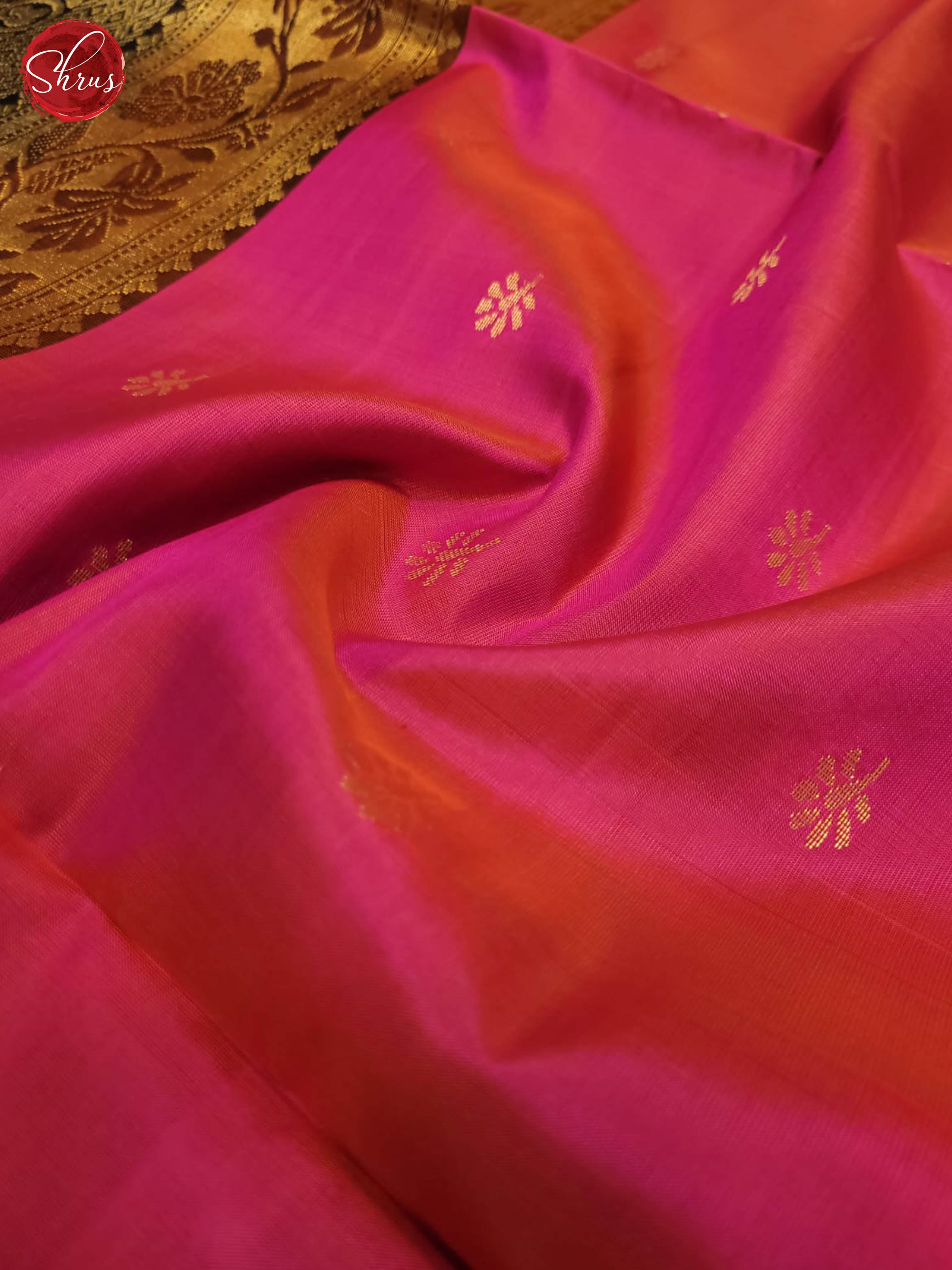 Buy Exquisite Pink Silk Saree With Gold Floral Buttas, Black Border & Paisley Pallu