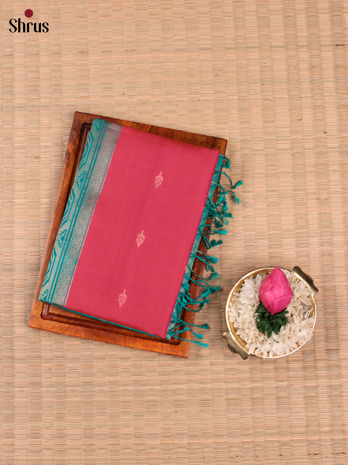 Buy Chic Pink Soft Silk Saree With Silver Zari Buttas, Turquoise Rettaipet Border & Brocade Pallu