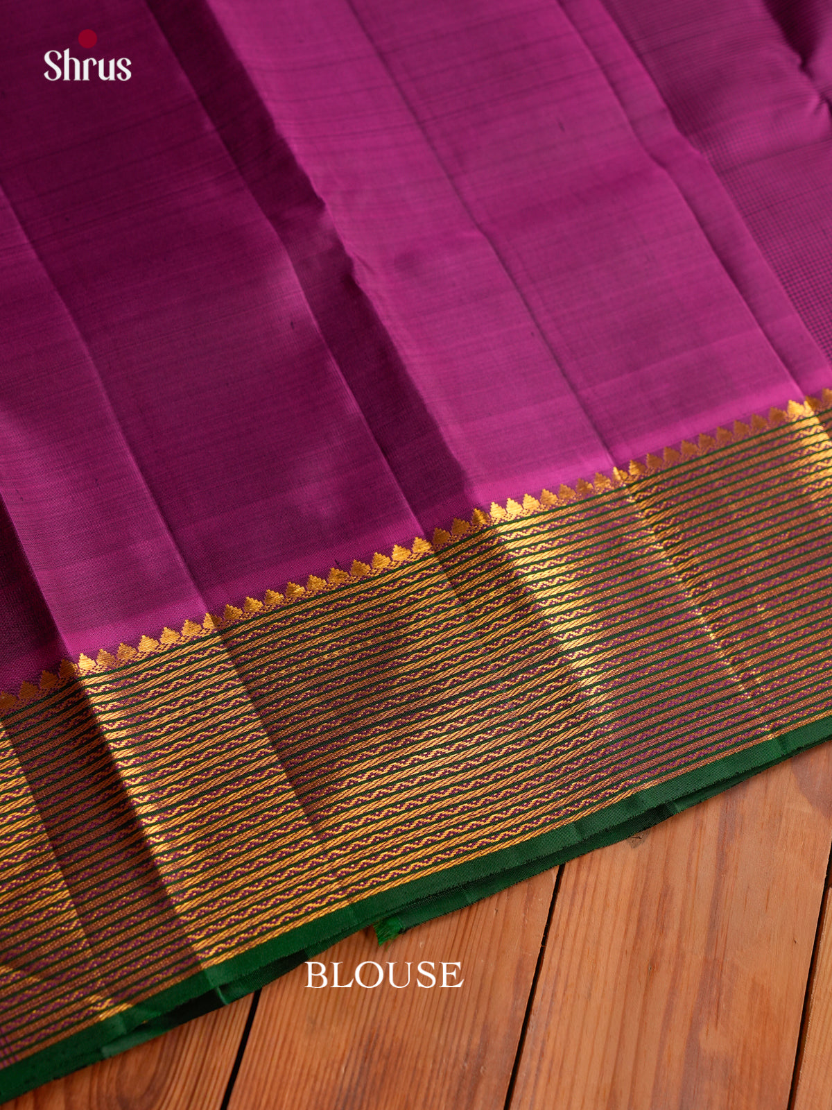 Pretty Magenta Kanchipuram Saree With Dual Tone Micro Checks & Pink Zari Striped Border