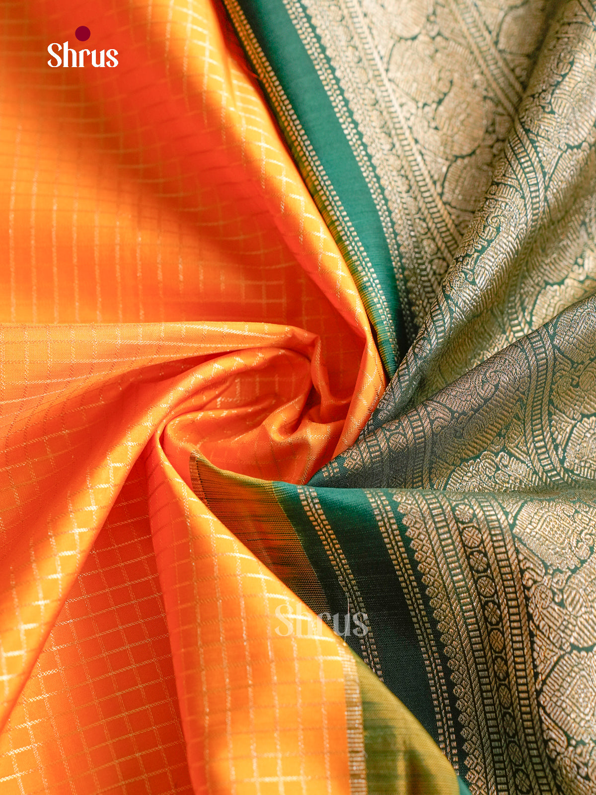 Pretty Mambazha Yellow Pattu Saree With Intricate Zari checks | Bottle Green Zari Border & Brocade Pallu