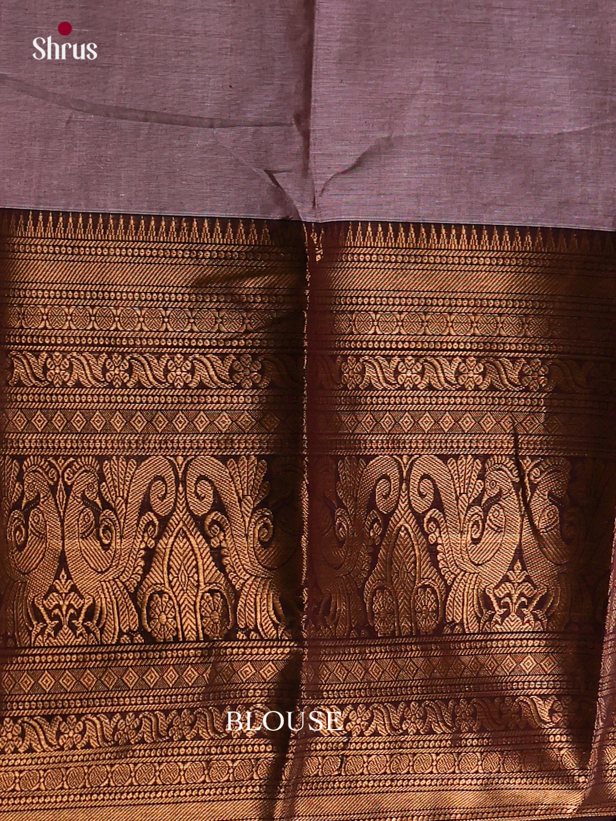 Pretty Mauve Chettinad Cotton Sarees With Circular Buttas, Brown Broad Border & Zari Pallu