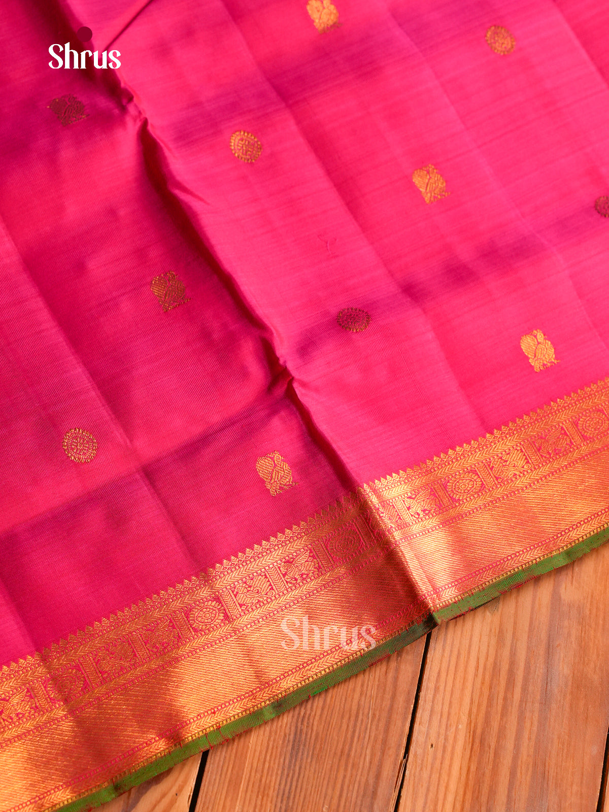 Pretty Pink 9Yards Kanchipuram Sarees With Gold Buttas | Self Zari Border