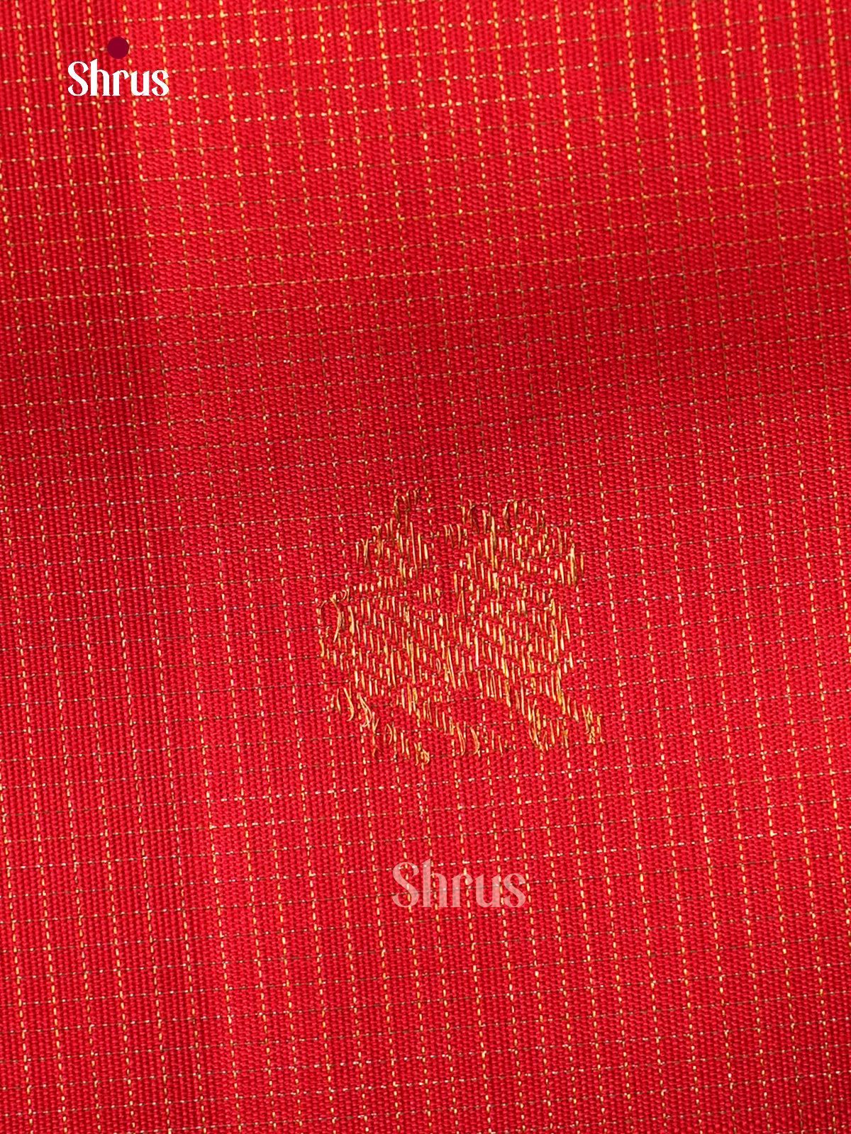 Pretty Red Kanchipuram Sarees With Intricate Checks & Small Buttas | Self Zari Border with Geometric Patterns