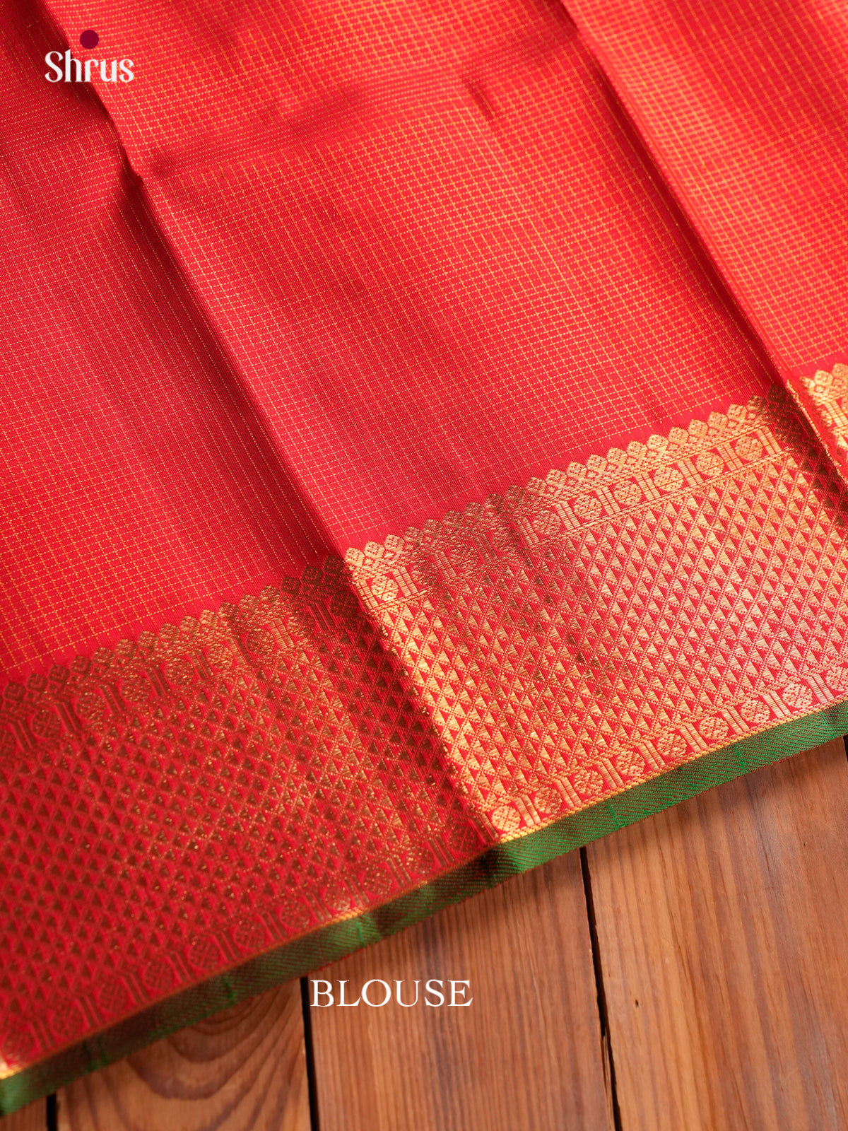 Pretty Red Pattu Saree With Intricate Checks & Small Buttas | Self Zari Border with Geometric Patterns