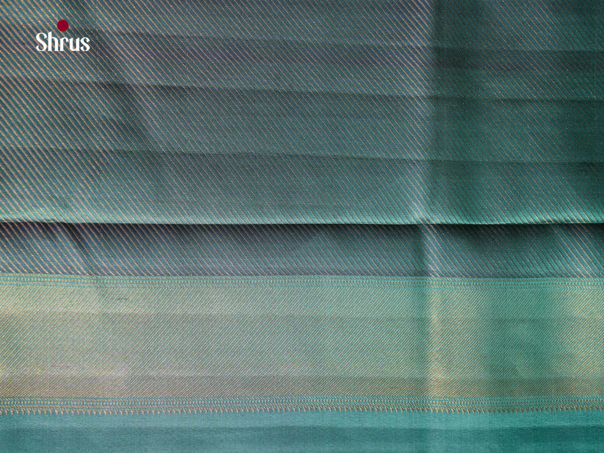 Pretty Violet Kanchipuram Sarees With Floral Buttas & Turquoise Border With Floral Vines
