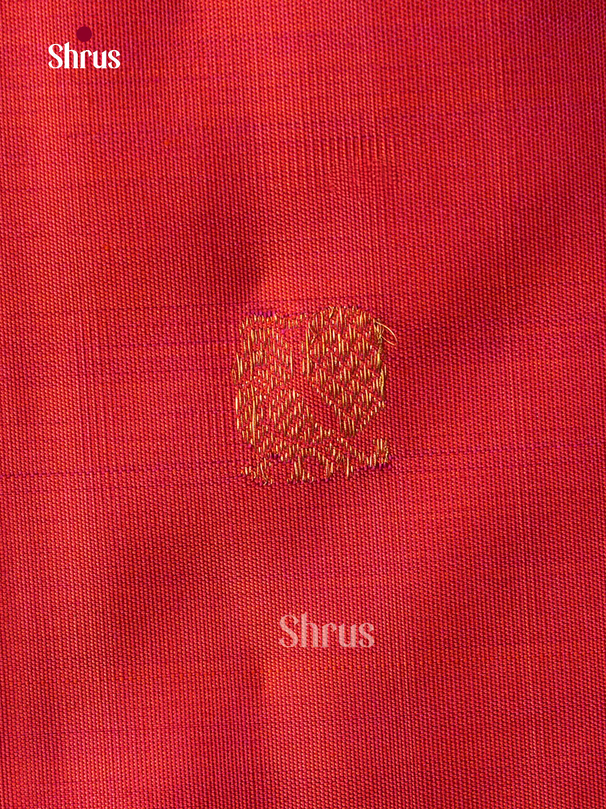 Radiant Coral Red Kanchipuram Sarees With Golden Buttas | Magenta Rettapet Zari Border & Brocade Pallu