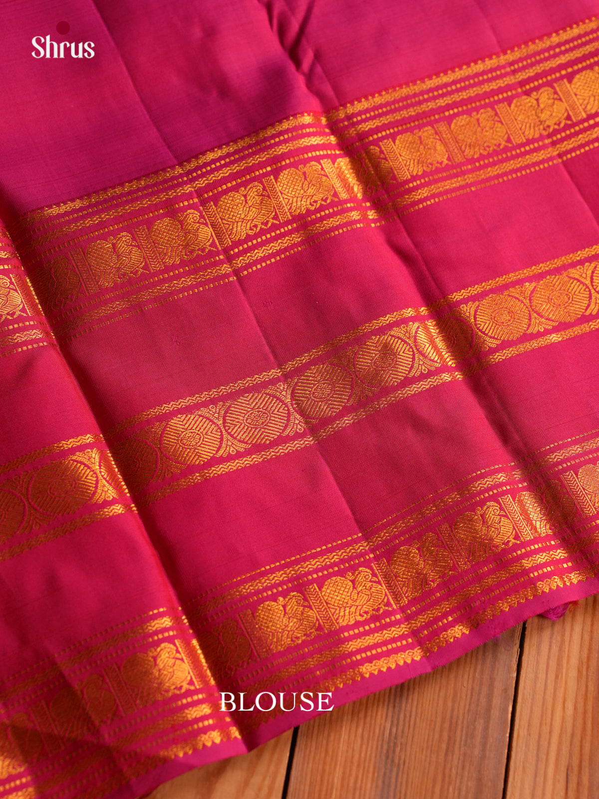 Radiant Orange Kanchipuram Silk Saree With Golden Buttas, Pink Rettapet Border & Zari Brocade Pallu