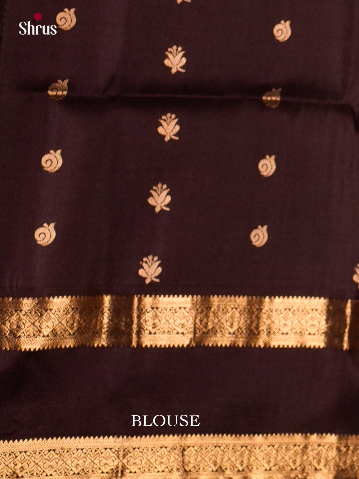 Buy Striking Ramar Blue Silk Saree with Golden Buttas & Brown Rettaipet Zari Border