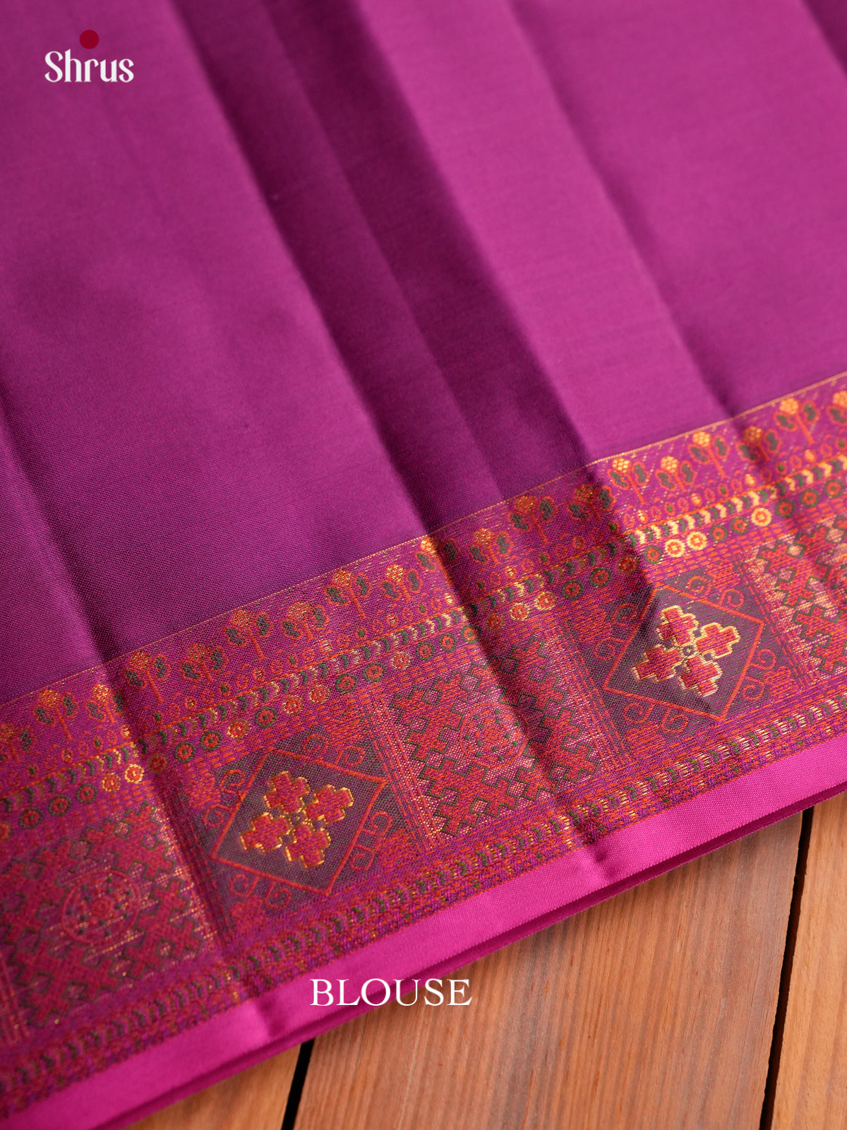 Red Silk Saree With Stripes & Thread Buttas | Magenta Border & Intricately Woven Zari Pallu