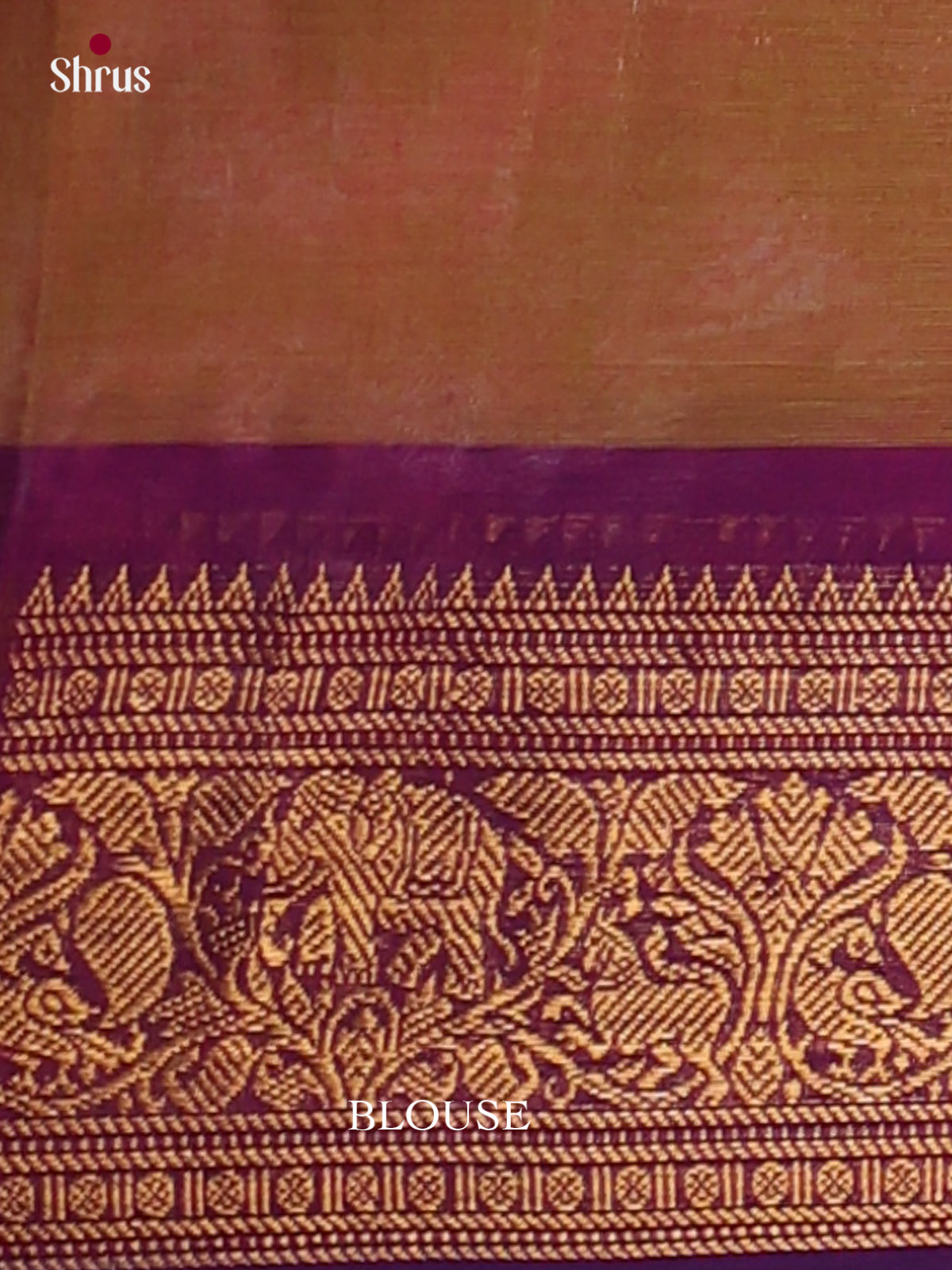 Regal Dual Tone Mustard Chettinad Cotton Sarees With Gold Floral Buttas & Purple Zari Border