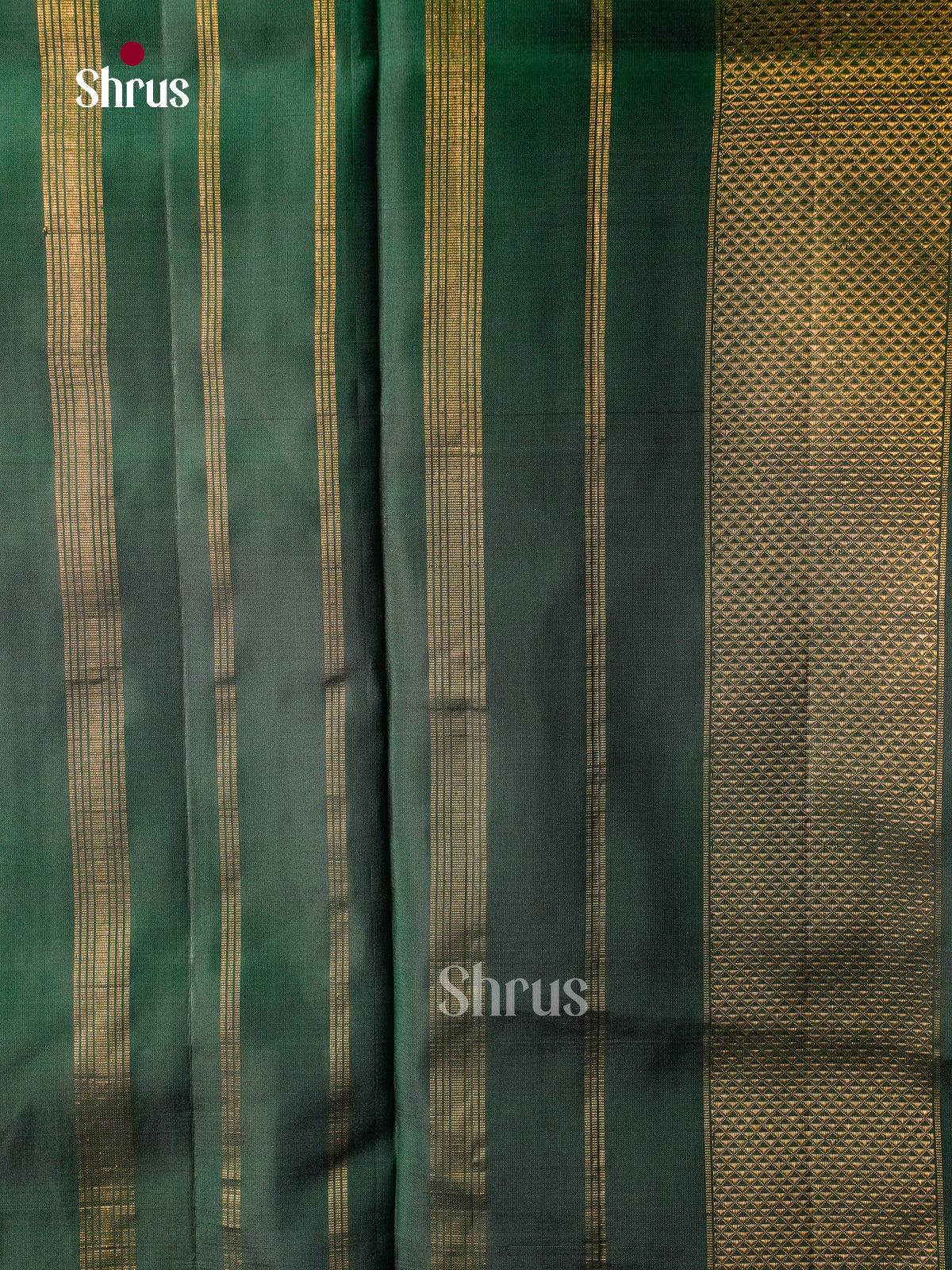 Regal Green 9Yards Pattu Sarees With Checks & Buttas | Self Kaddi Zari Border