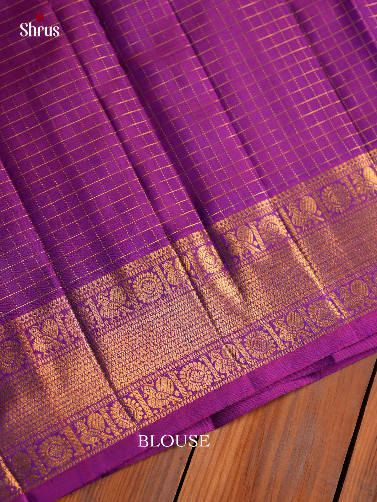Regal Indigo Kanchi Pattu Saree With Zari Checks & Buttas | Purple Zari Border & Brocade Pallu
