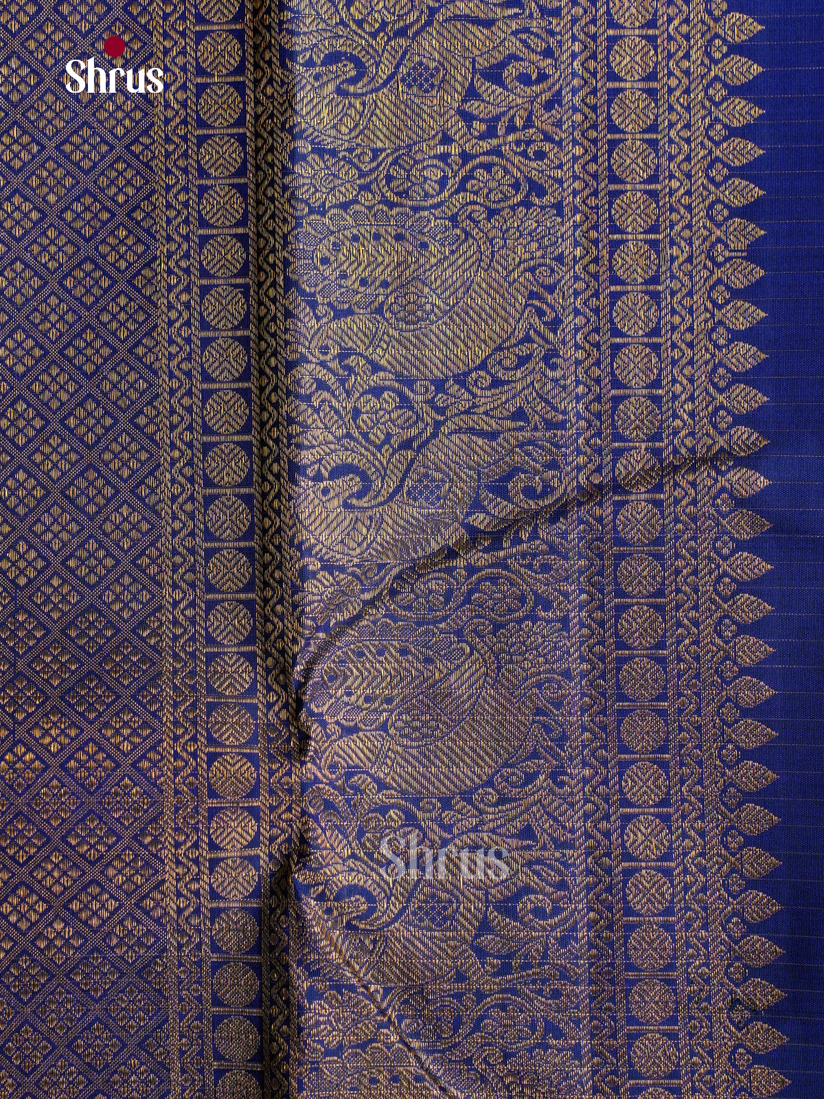 Regal Magenta Kanchipuram Pattu Sarees With Intricate Checks & Buttas | Dark Blue Zari Border & Brocade Pallu
