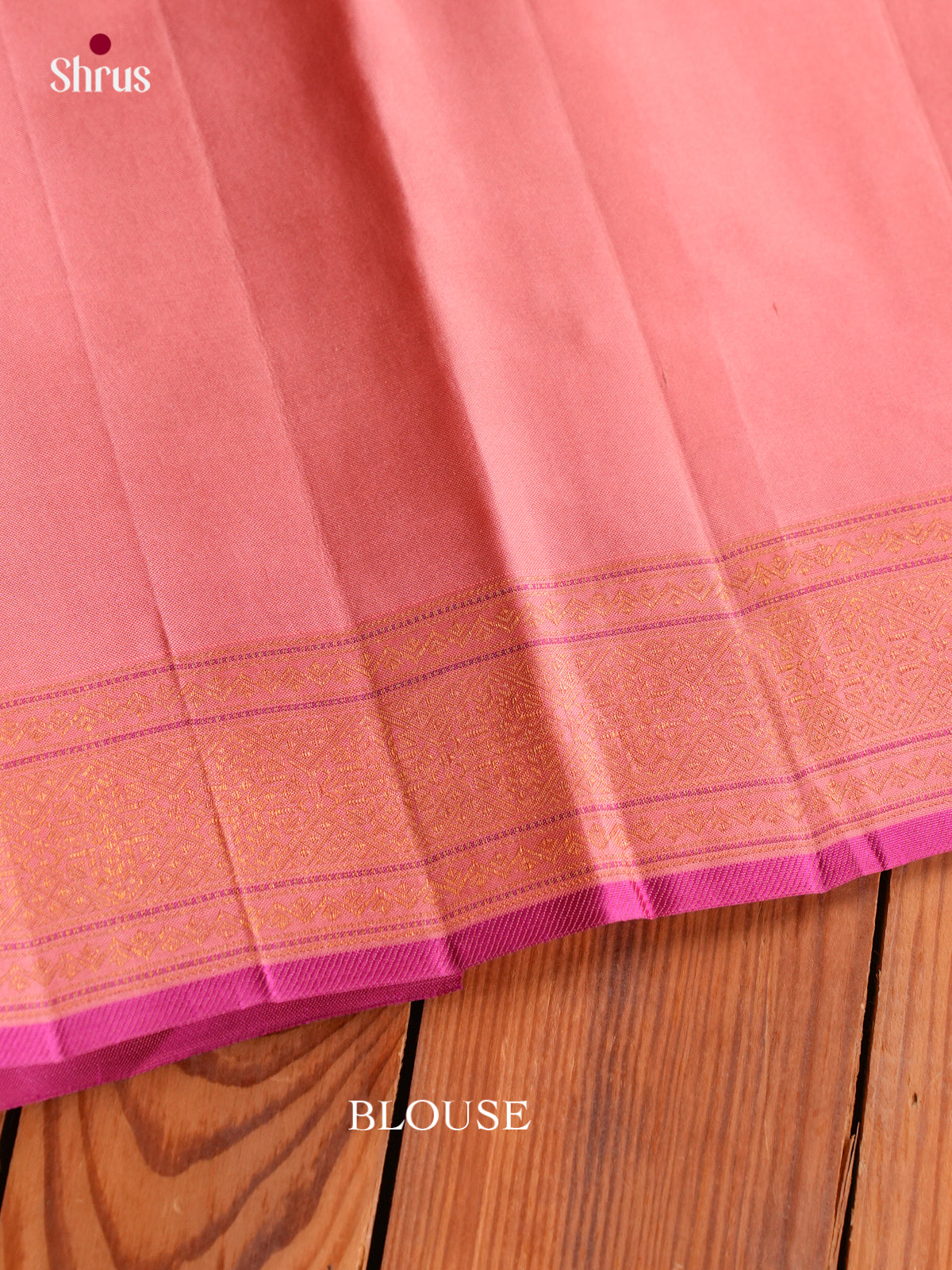 Regal Mango Orange Kanchipuram Silk Saree With Geometric Diamond Brocade & Pink Floral Zari Border