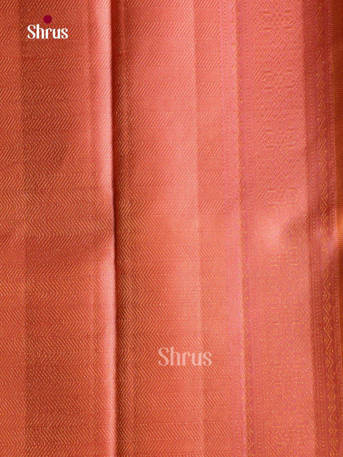 Regal Mango Orange Kanchipuram Silk Sarees With Geometric Diamond Brocade & Pink Floral Zari Border