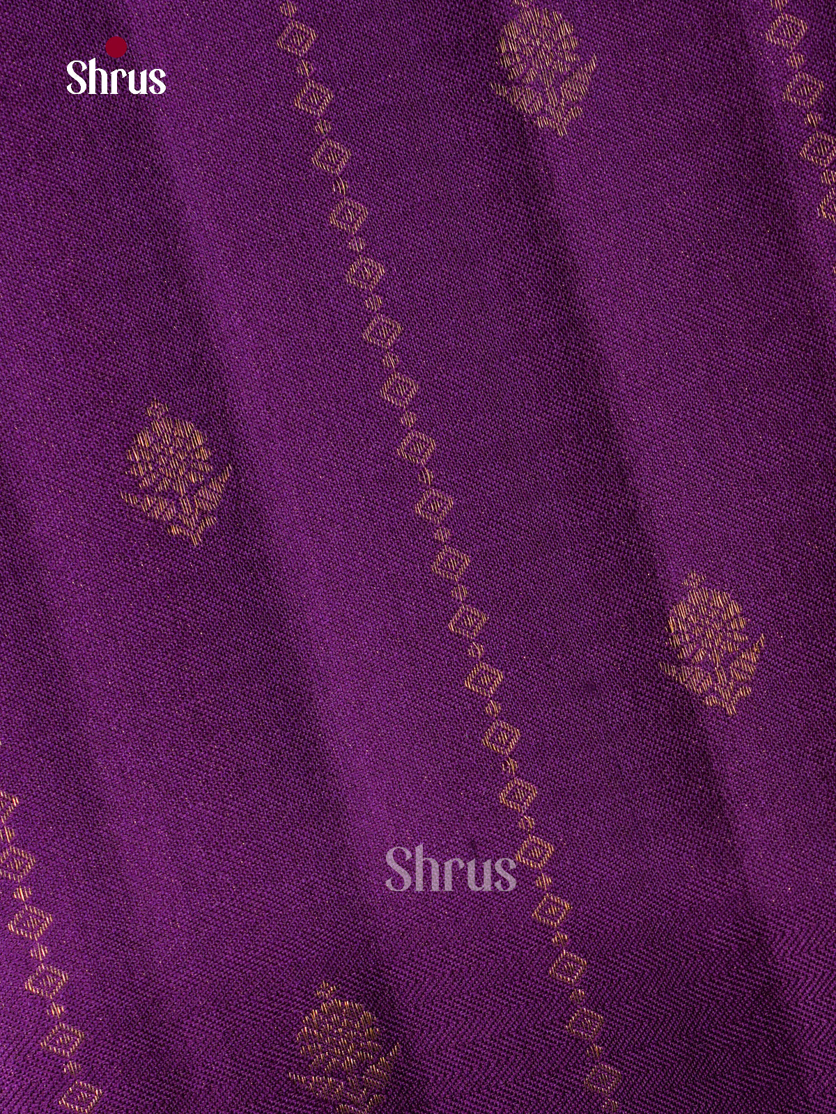 Regal Purple Kanchipuram Pattu Saree With Stripes & Floral Buttas | Scalloped Border With Pink Selvedge