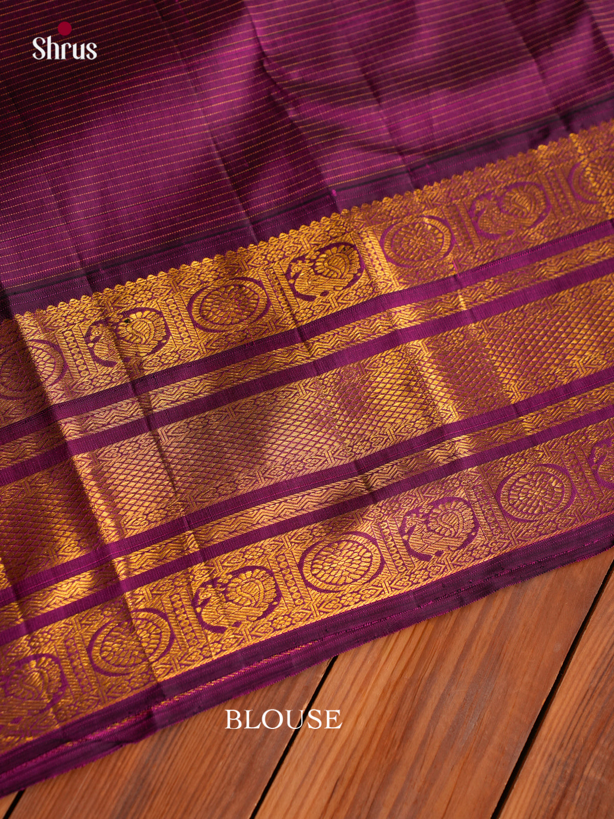 Rich Off White Pattu Saree With Gold Checks & Buttas | Purple Border With Zari Bands