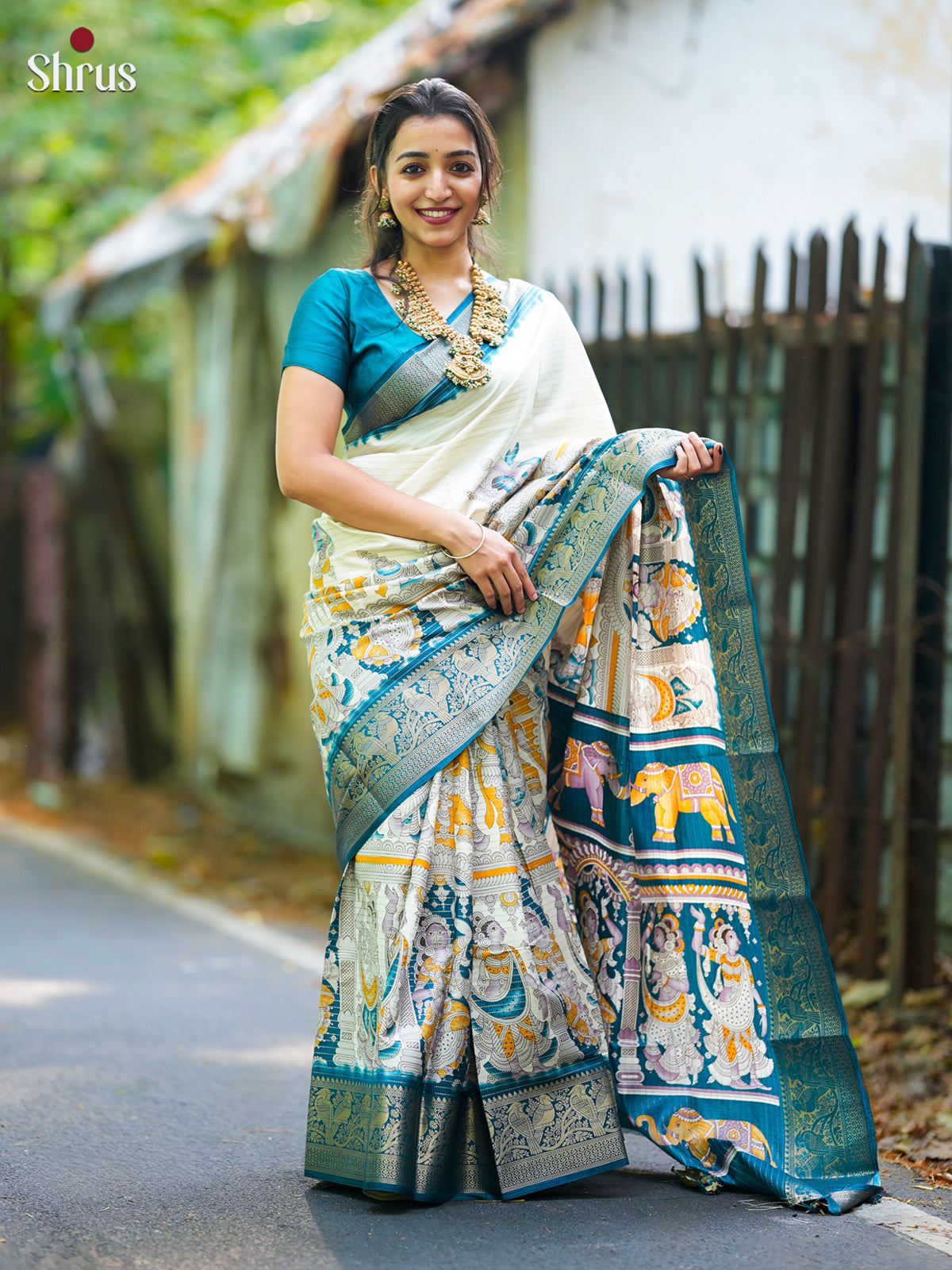 Semi Tussar Saree - ECS24004 - Shop on Shrus.com