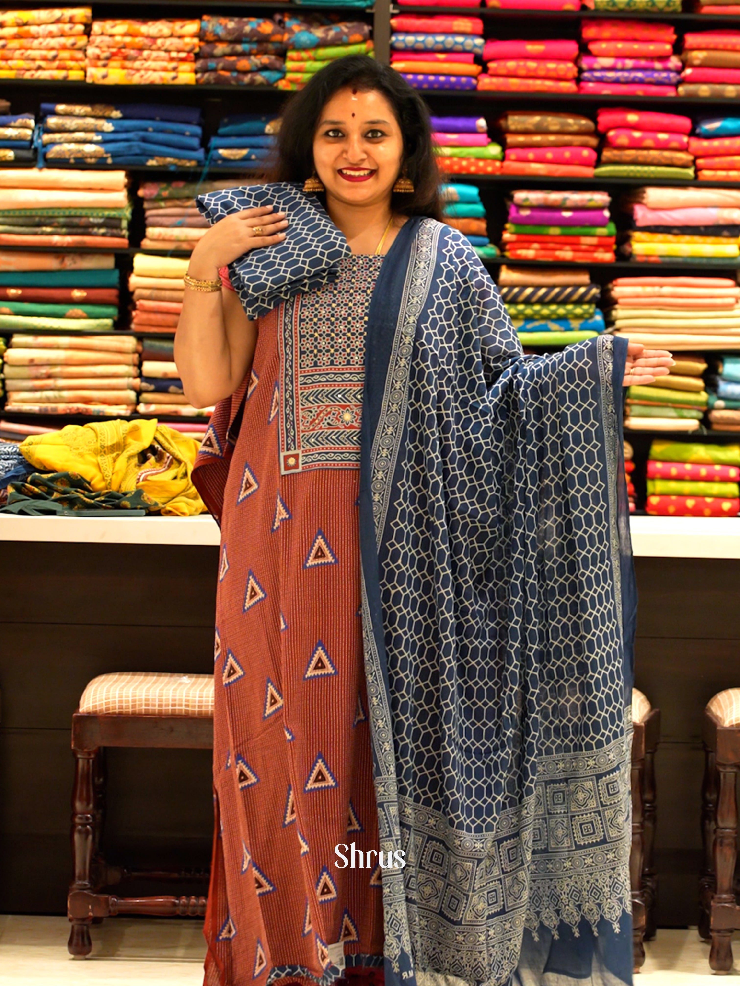 CES11037 -Ajrakh Salwar - Shop on ShrusEternity.com