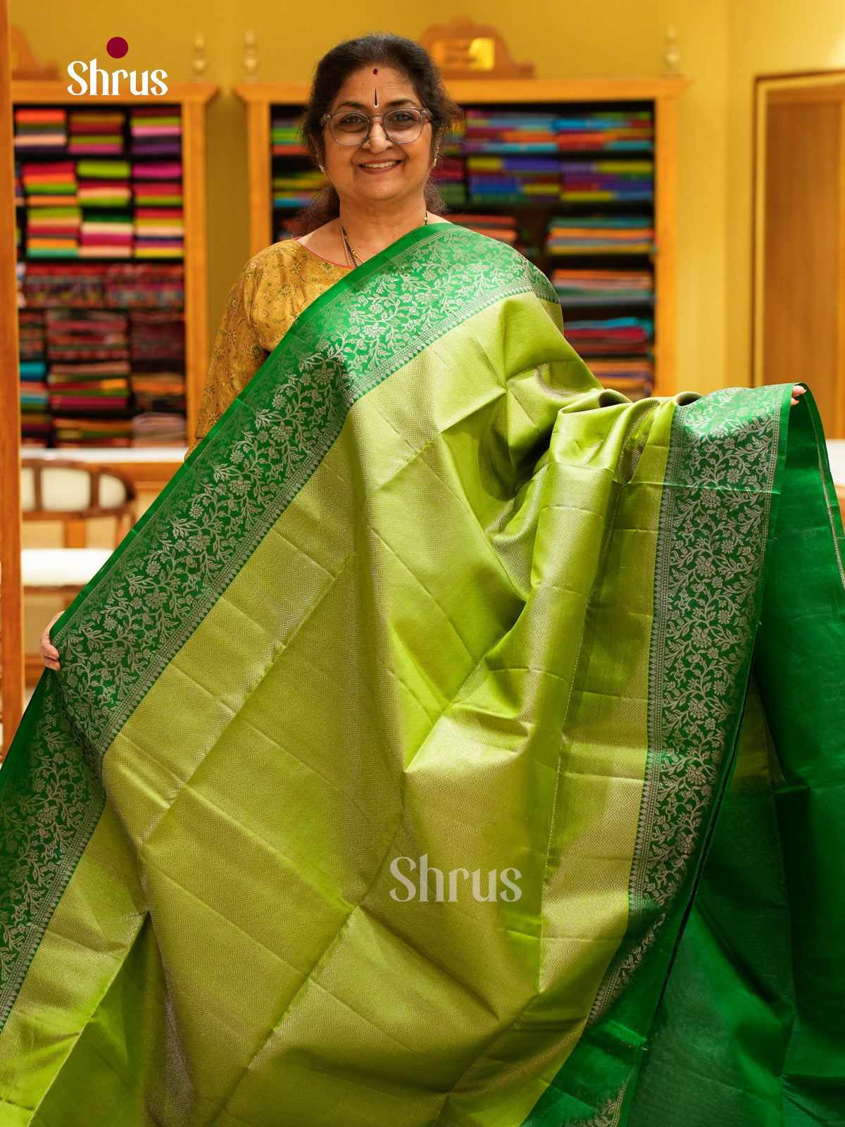 Serene Light Green Soft Silk Sarees with Stripes and Zigzag Buttas | Dark Green Contrast Border